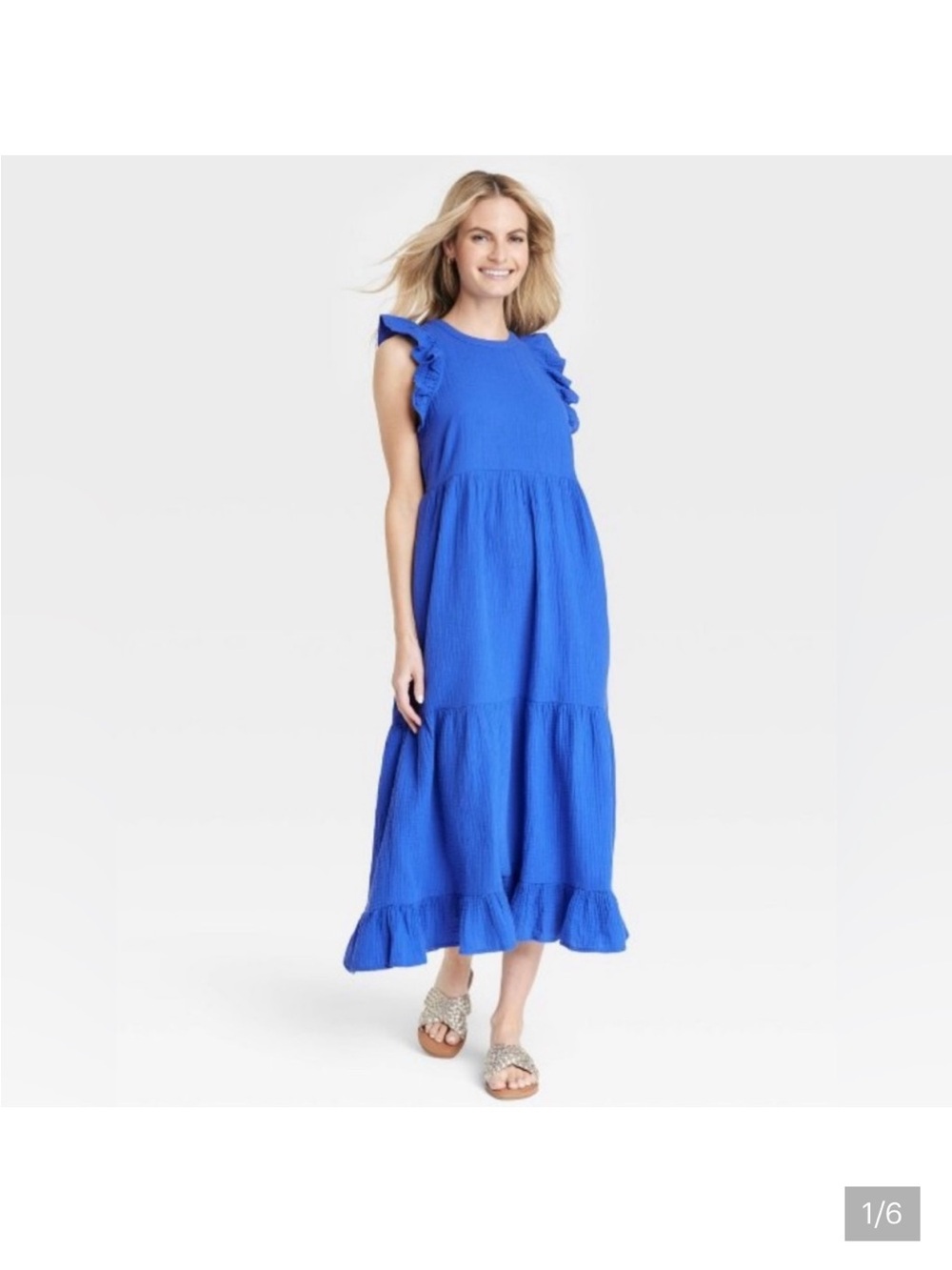 Universal Thread Bright Cobalt Blue Ruffle Tiered Maxi Dress